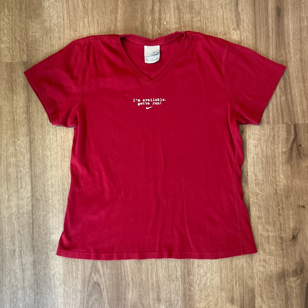 Cute Nike Red V Neck T-Shirt